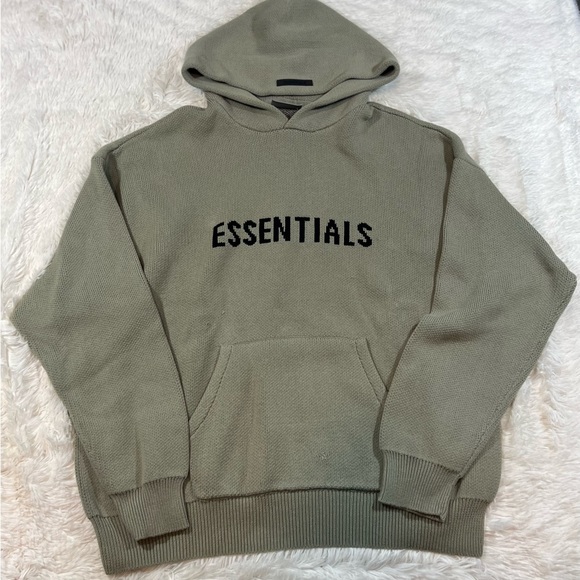 Fear of God Essentials Knit Hoodie 'Olive' - Picture 2 of 7